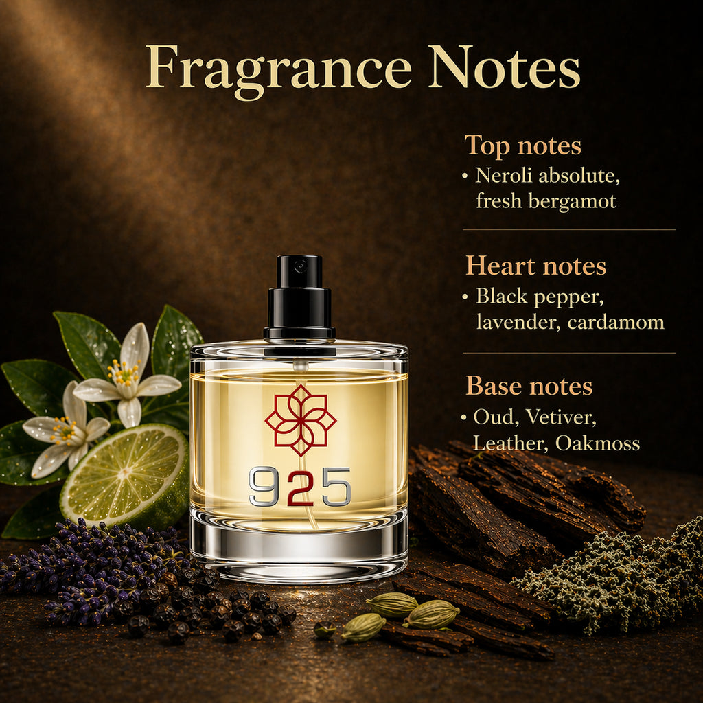 ENROSE 925 Luxury Eau de Parfum for Men, Long Lasting Fragrance, Fresh Bergamot Neroli Lavender Oud Citrus Woody, 30 ml