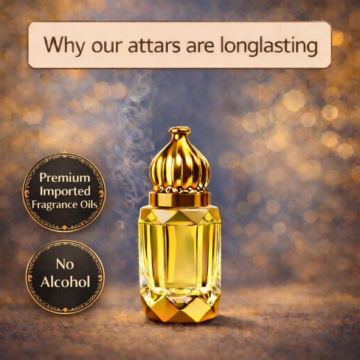 ENROSE Mystic Amber Attar, Unisex Oriental Woody Aromatic Lavender Powdery Fragrance, Premium Imported Oil, Long Lasting, 6ml