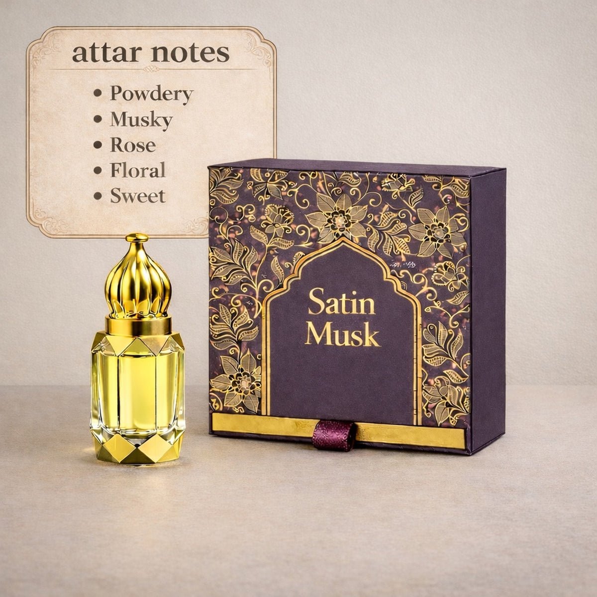 ENROSE Satin Musk Floral Fragrance Oil for women, Powdery Musky Rose Sweet Floral Scent, Long Lasting, 6ml