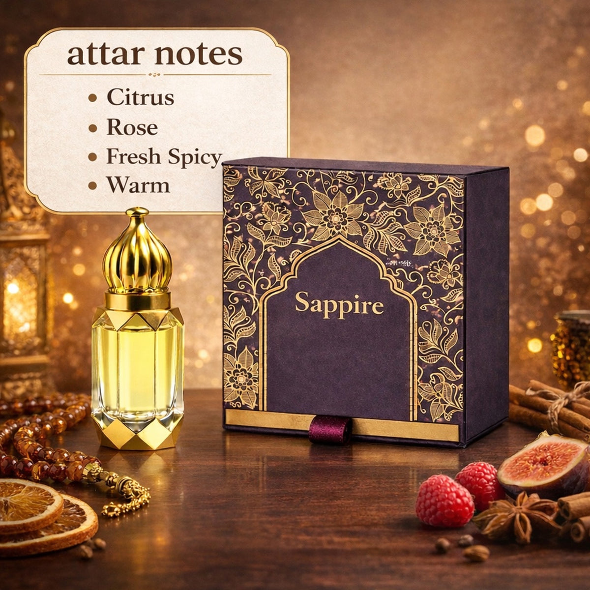 ENROSE Sapphire Oriental Unisex Fragrance Oil, Citrus Rose Fresh Spicy Warm Scent, Long Lasting, 6ml