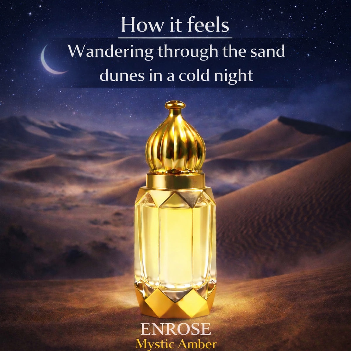 ENROSE Mystic Amber Attar, Unisex Oriental Woody Aromatic Lavender Powdery Fragrance, Premium Imported Oil, Long Lasting, 6ml