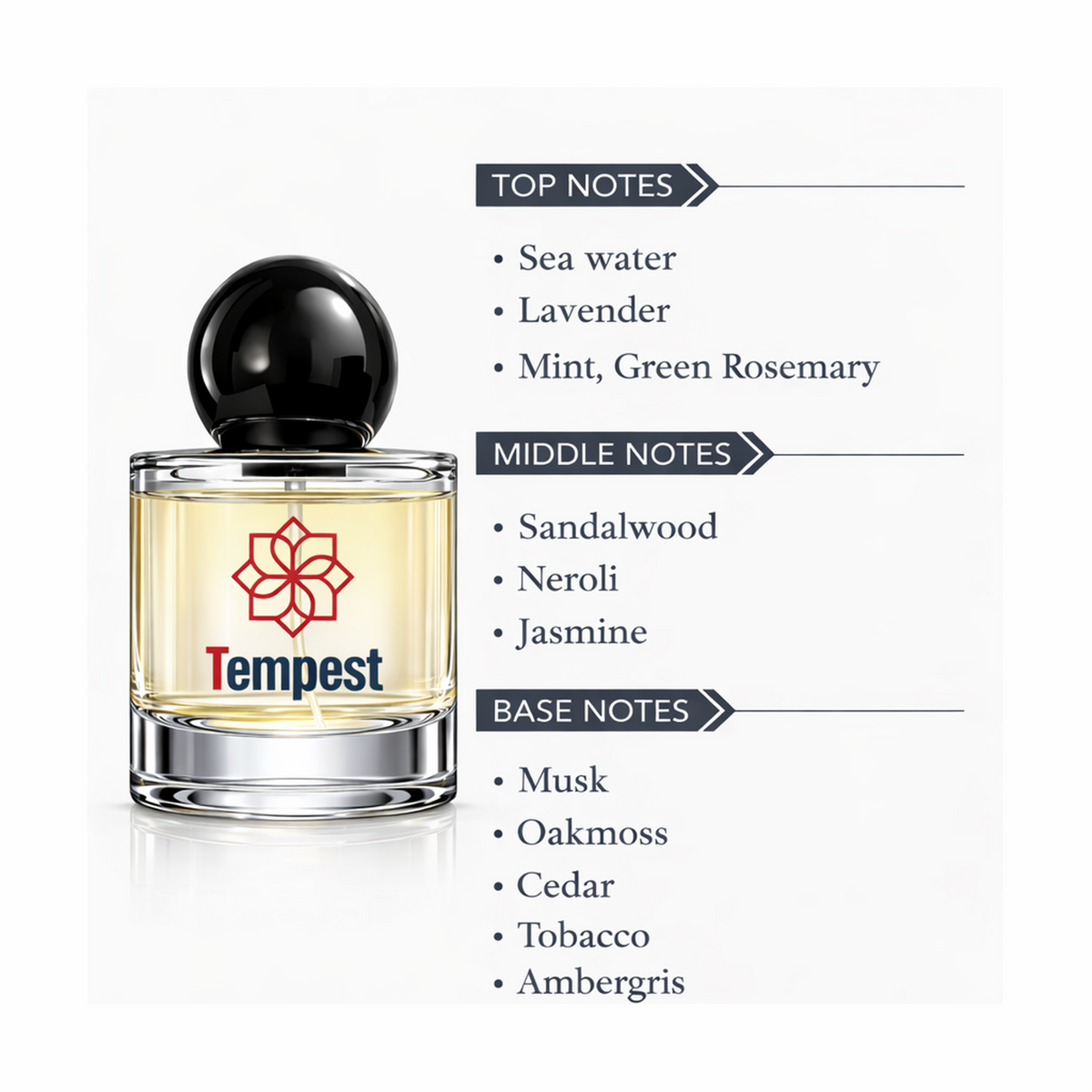 ENROSE Tempest Eau de Parfum for Men, Aquatic Fresh Fragrance, Sea Water, Lavender, Sandalwood Notes, 30ml