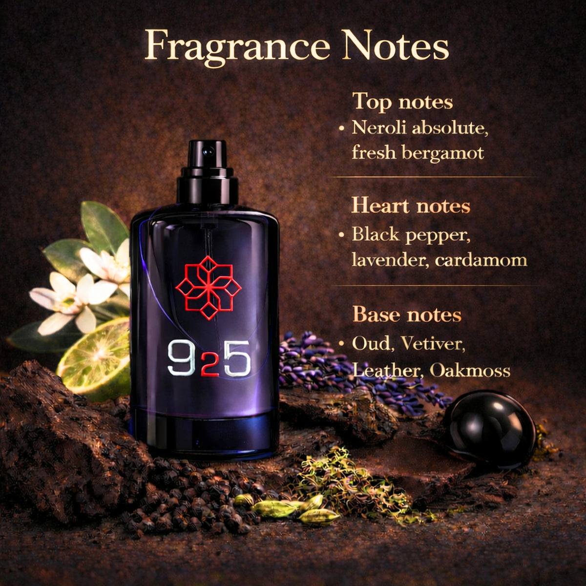 ENROSE 925 Luxury Long Lasting Fragrance for MEN | all occasions | all weather | high projection | high longevity | EDP 50 ml | gifting option | Fresh bergamot | Neroli | Lavender | Oud | citrus | woody premium smelling